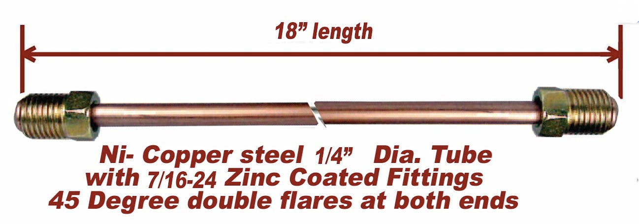 1/4" x Nickel-Copper Brake Line - 7/16-24 Steel inverted Tube Nuts