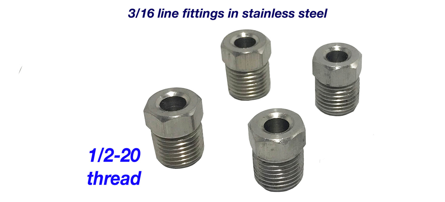 3/16 Brake Line 3/8-24 Inverted Flare STAINLESS STEEL Tube Nut Fitting 12 pcs. - Force 10 Brakes