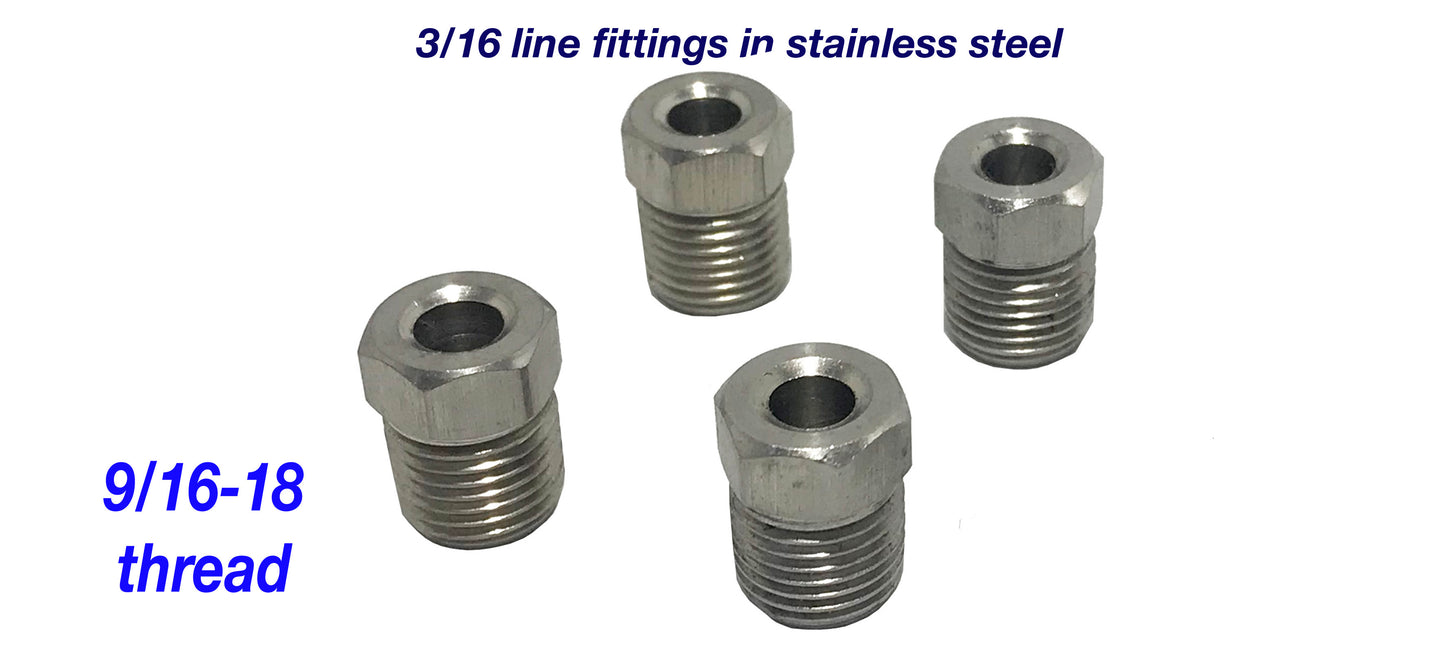3/16 Brake Line 3/8-24 Inverted Flare STAINLESS STEEL Tube Nut Fitting 12 pcs. - Force 10 Brakes