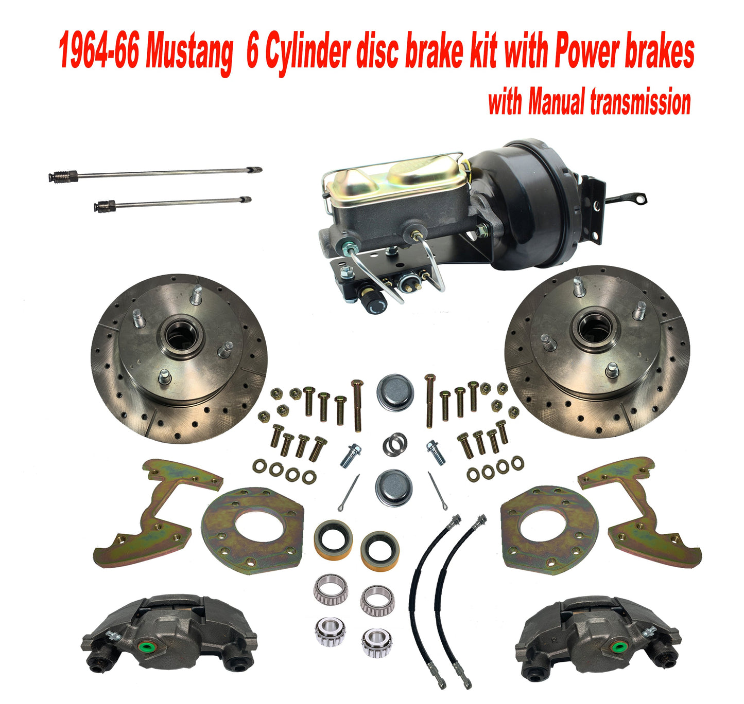 1964-66 Mustang 6 Cylinder Front Disc Brake Kit for 14-Inch- 4 lug Wheels, non power