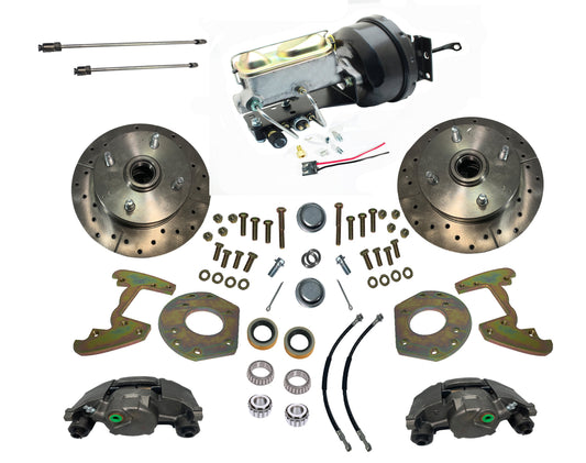 1964-66 Mustang 6 cylinder Front Power Disc Brake kit, Manual Shift - Force 10 Brakes