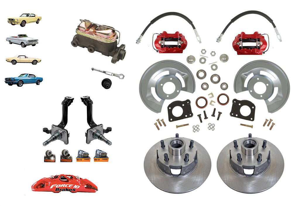 1962-69 Falcon, Fairlane, Comet Front Disc Brake Kit with V8 Spindles - Force 10 Brakes