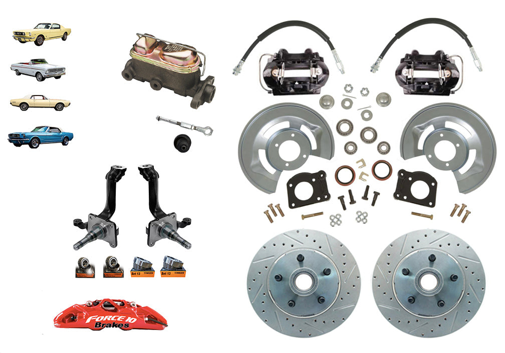 1962-69 Falcon, Fairlane, Comet Front Disc Brake Kit with V8 Spindles - Force 10 Brakes