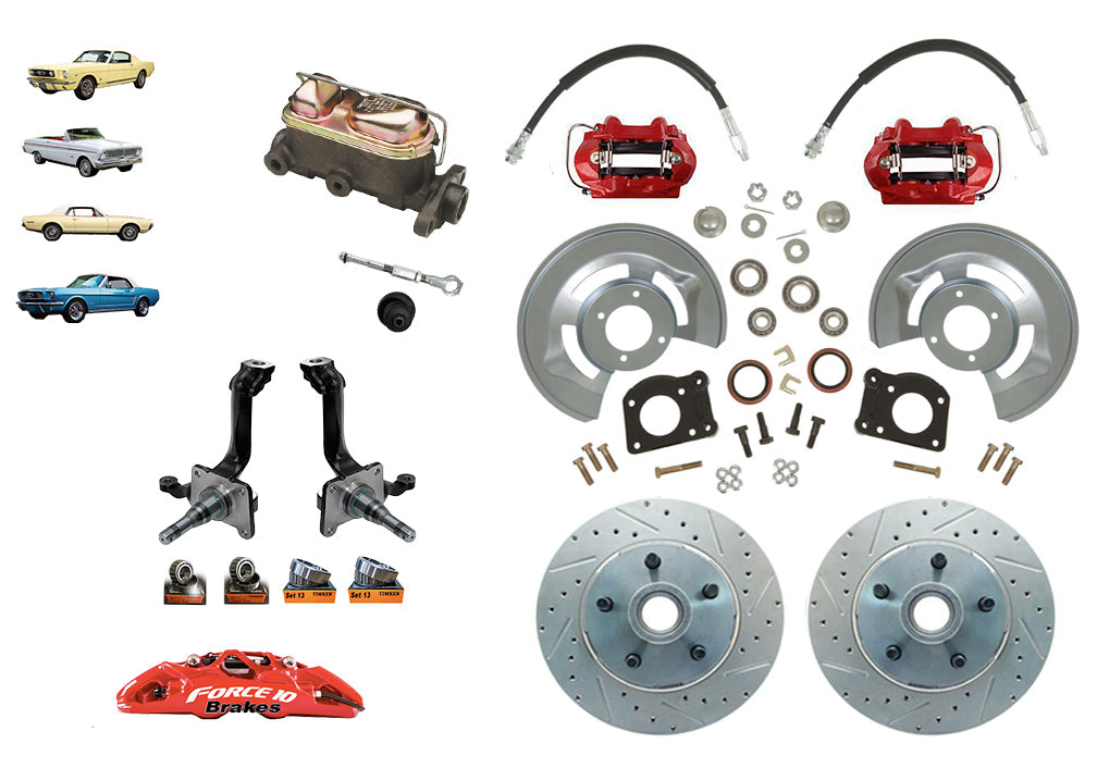 1962-69 Falcon, Fairlane, Comet Front Disc Brake Kit with V8 Spindles - Force 10 Brakes