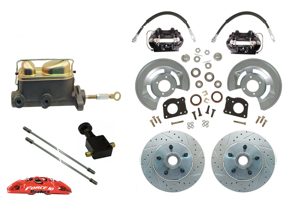 1963-69 Falcon, Fairlane, Comet Front Disc Brake Kit, Cross Drilled Rotors