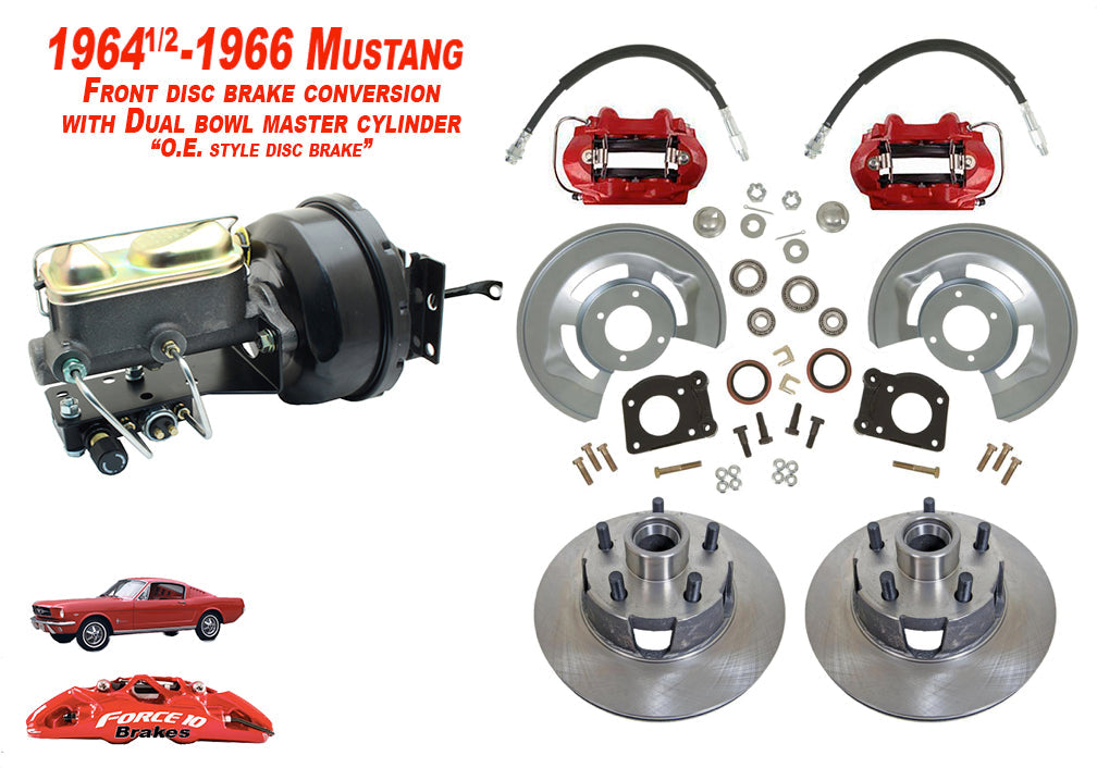 1964-66 Mustang Power Front Disc Brake -11" rotors, Auto Transmission - Force 10 Brakes