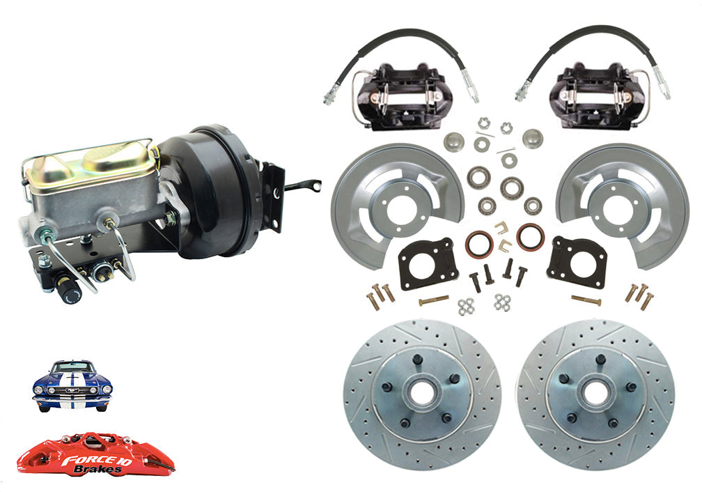 1964-66 Mustang Front Power Disc Brake -11.25" rotors, Auto Transmission - Force 10 Brakes