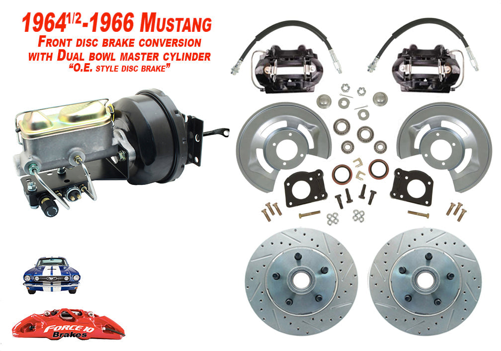 1964-66 Mustang Power Front Disc Brake -11" rotors, Auto Transmission - Force 10 Brakes