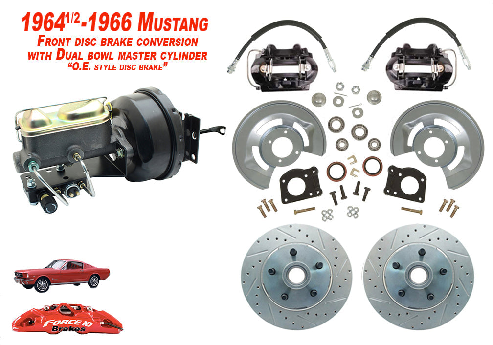 1964-66 Mustang Power Front Disc Brake -11" rotors, Auto Transmission - Force 10 Brakes