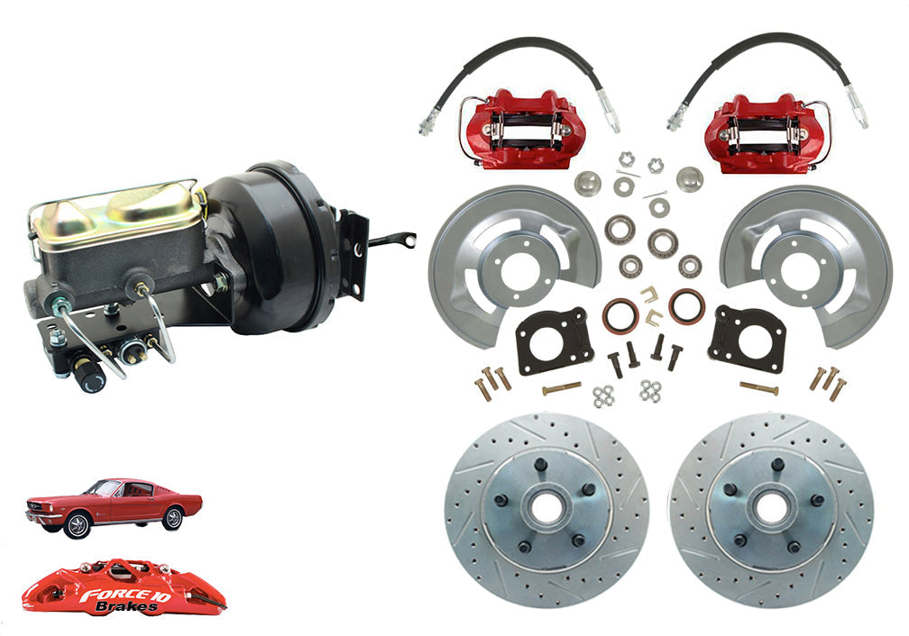 1964-66 Mustang Front Power Disc Brake -11.25" rotors, Auto Transmission - Force 10 Brakes