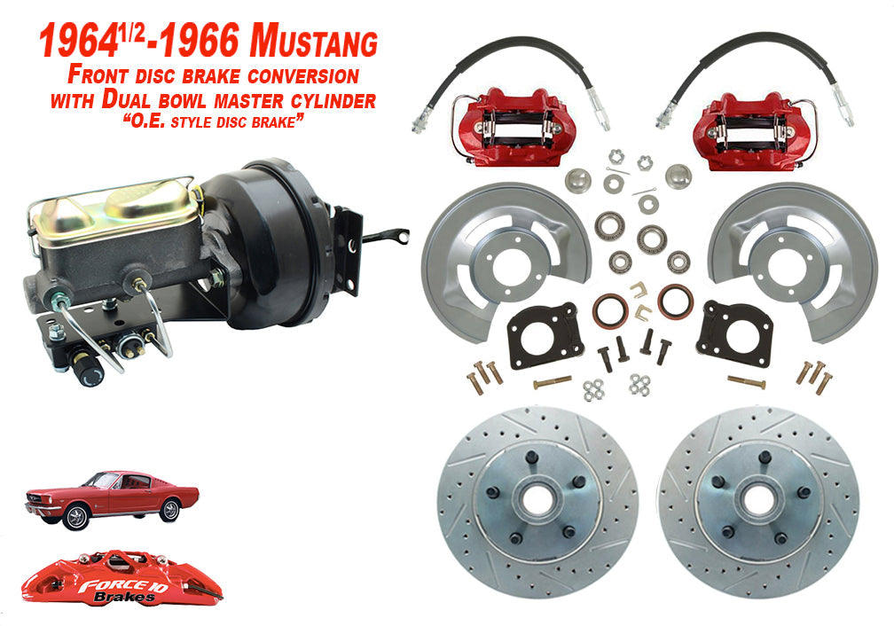 1964-66 Mustang Power Front Disc Brake -11" rotors, Auto Transmission - Force 10 Brakes