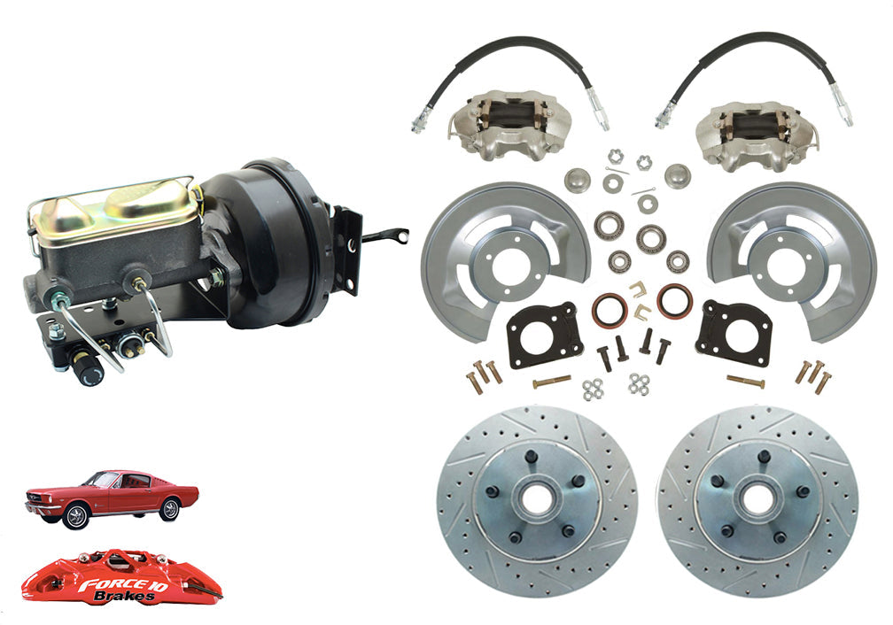 1964-66 Mustang Front Power Disc Brake -11.25" rotors, Auto Transmission - Force 10 Brakes