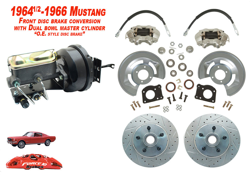 1964-66 Mustang Power Front Disc Brake -11" rotors, Auto Transmission - Force 10 Brakes