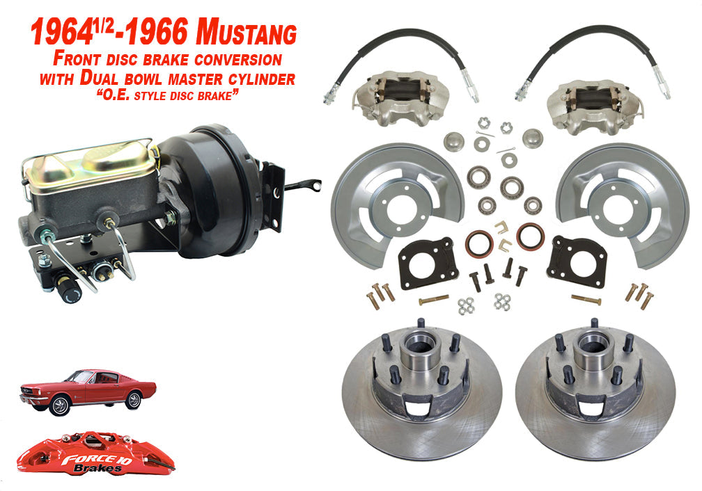 1964-66 Mustang Power Front Disc Brake -11" rotors, Auto Transmission - Force 10 Brakes