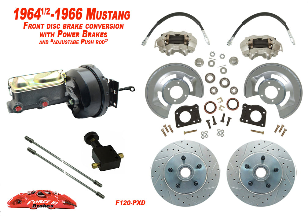 1964-66 Ford Mustang Low Profile Master Cylinder Front Disc Brake Conversion Kit - Force 10 Brakes