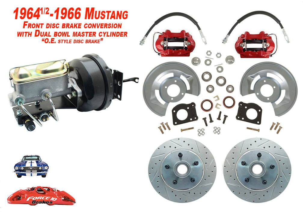 1964-66 Mustang Power Front Disc Brake -11" rotors, Auto Transmission - Force 10 Brakes
