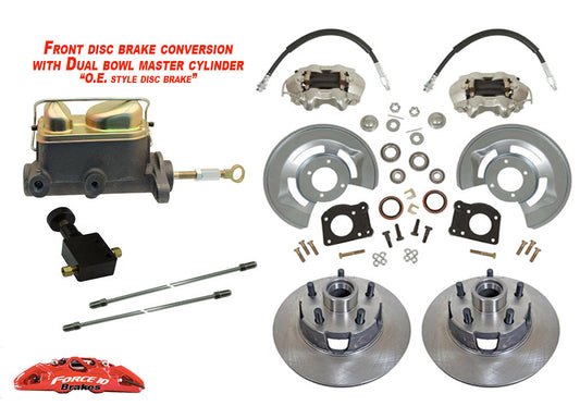 1964-66 Mustang Front Drum to Disc Brake  Kit with dual Master - Force 10 Brakes