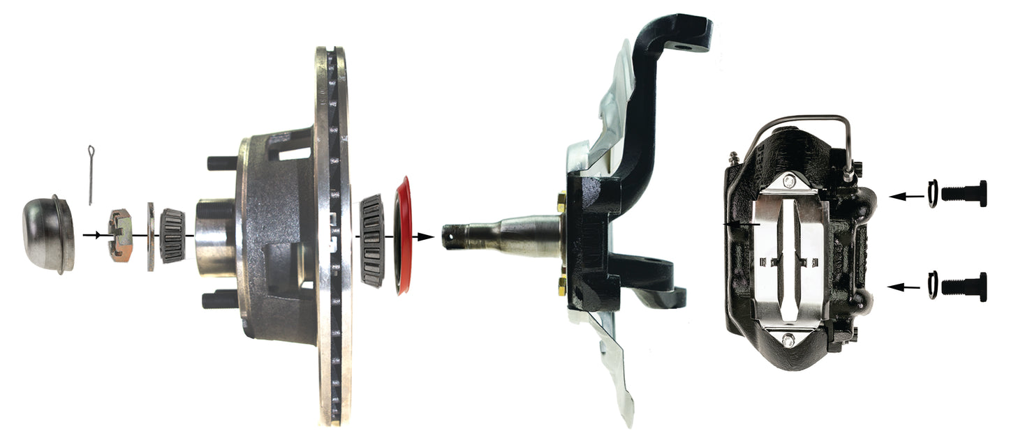 1966-1969 Ford Fairlane Front Power Disc Brake Kit With New V8 Spindles