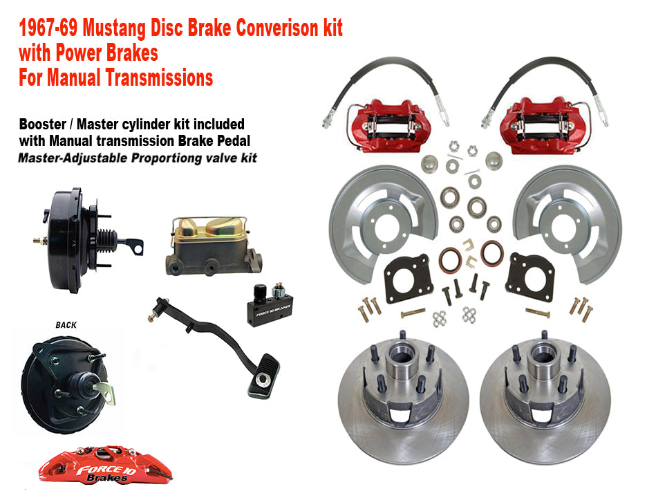 Front Power Disc Brake Conversion Kit – Fits 1967–69 Mustang & Cougar | Manual Trans