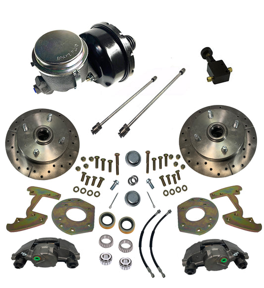 1963-69 Ford Falcon / Comet Power Front Disc Brake Kit, 4 lug,14" rims bolt on - Force 10 Brakes