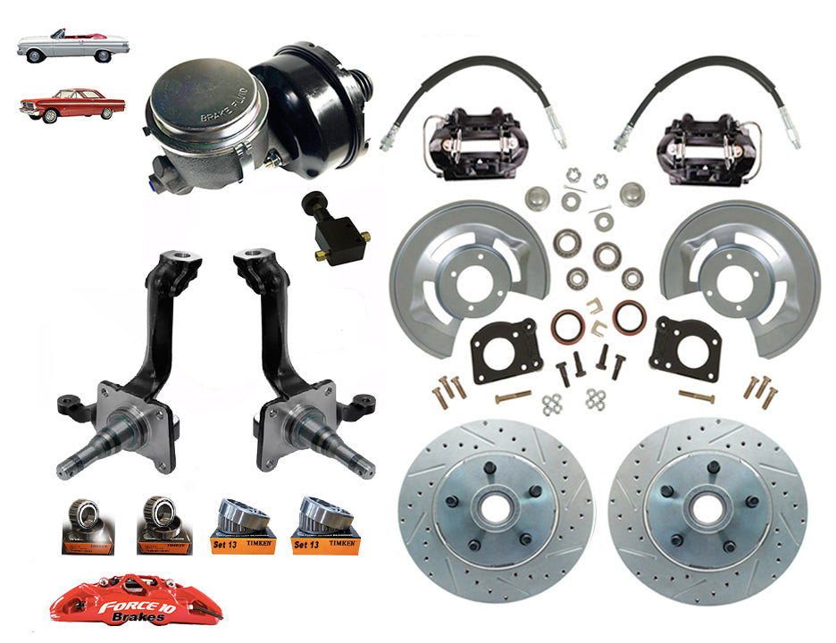 1963-69 Falcon, Ranchero, Comet  5-Lug Power Disc Brake Conversion Kit V8 Spindles