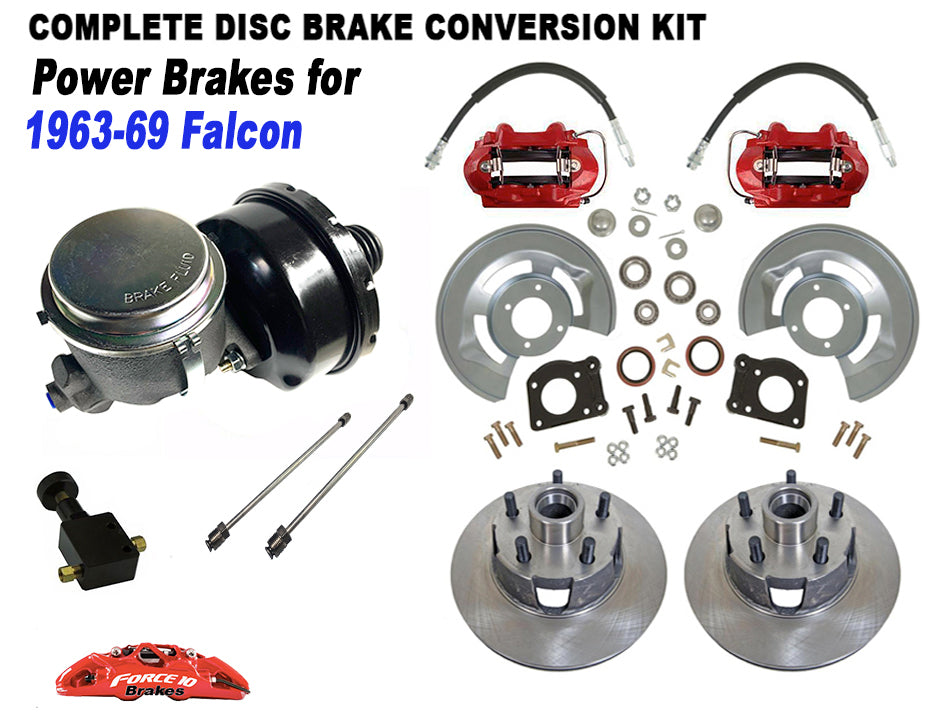 1963-69 Ford Falcon 5-Lug Power Disc Brake Kit , 5 lug, 11.25" rotors - Force 10 Brakes