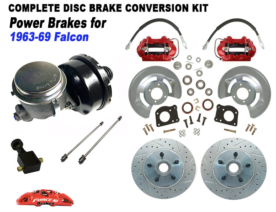1963-69 Ford Falcon 5-Lug Power Disc Brake Kit , 5 lug, 11.25" rotors - Force 10 Brakes