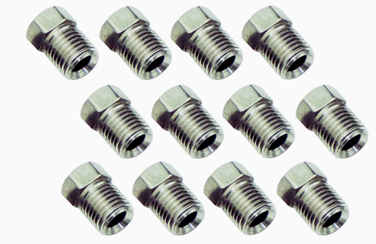 3/16 Brake Line 3/8-24 Inverted Flare STAINLESS STEEL Tube Nut Fitting 12 pcs. - Force 10 Brakes