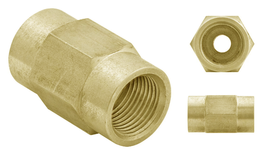 3/16" Union, Brass Bubble Flare  Euro style 10x1mm Threads (Pack of 2)