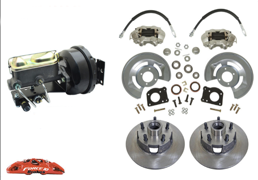 1964-66 Mustang Manual Transmission Front Power Disc Brake Upgrade Kit  11" Drilled Rotors - Force 10 Brakes