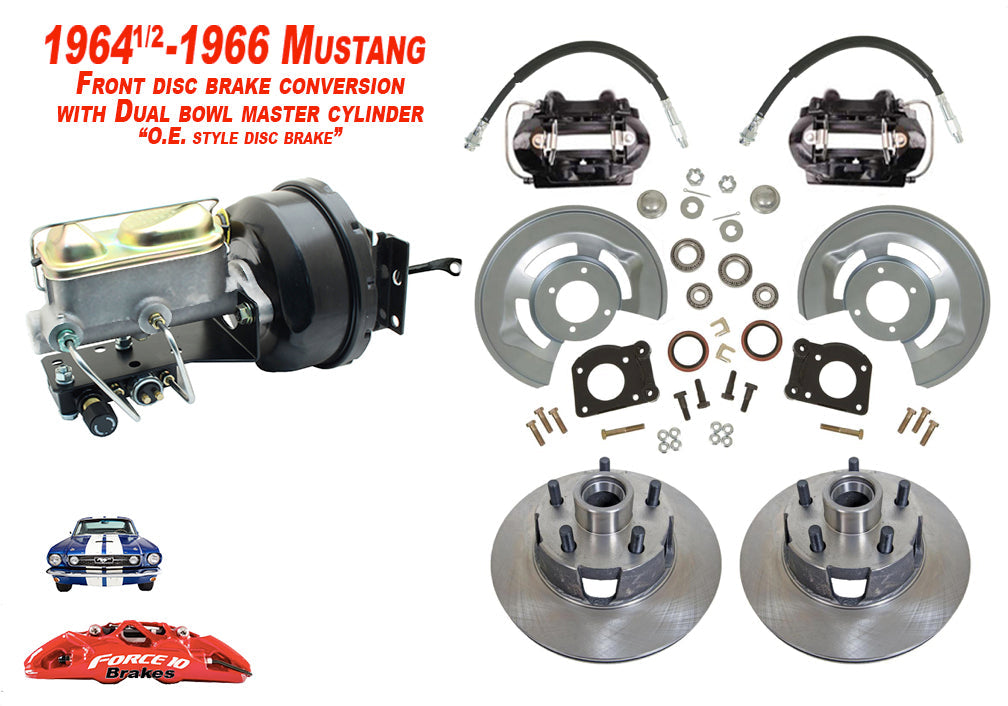 1964-66 Mustang Power Front Disc Brake -11" rotors, Auto Transmission - Force 10 Brakes