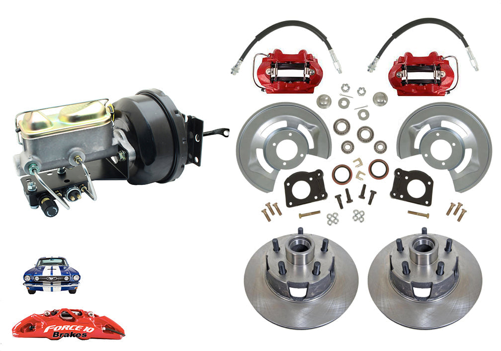 1964-66 Mustang Front Power Disc Brake -11.25" rotors, Auto Transmission - Force 10 Brakes
