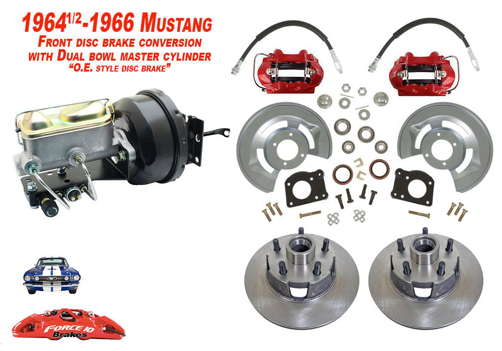 1964-66 Mustang Power Front Disc Brake -11" rotors, Auto Transmission - Force 10 Brakes