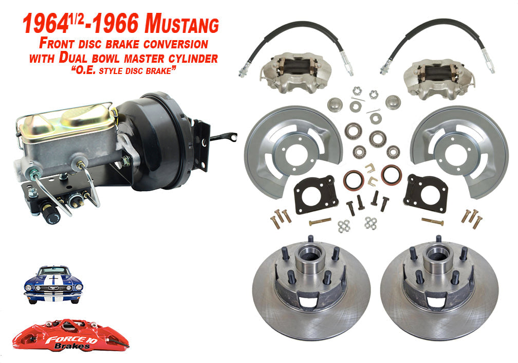 1964-66 Mustang Power Front Disc Brake -11" rotors, Auto Transmission - Force 10 Brakes