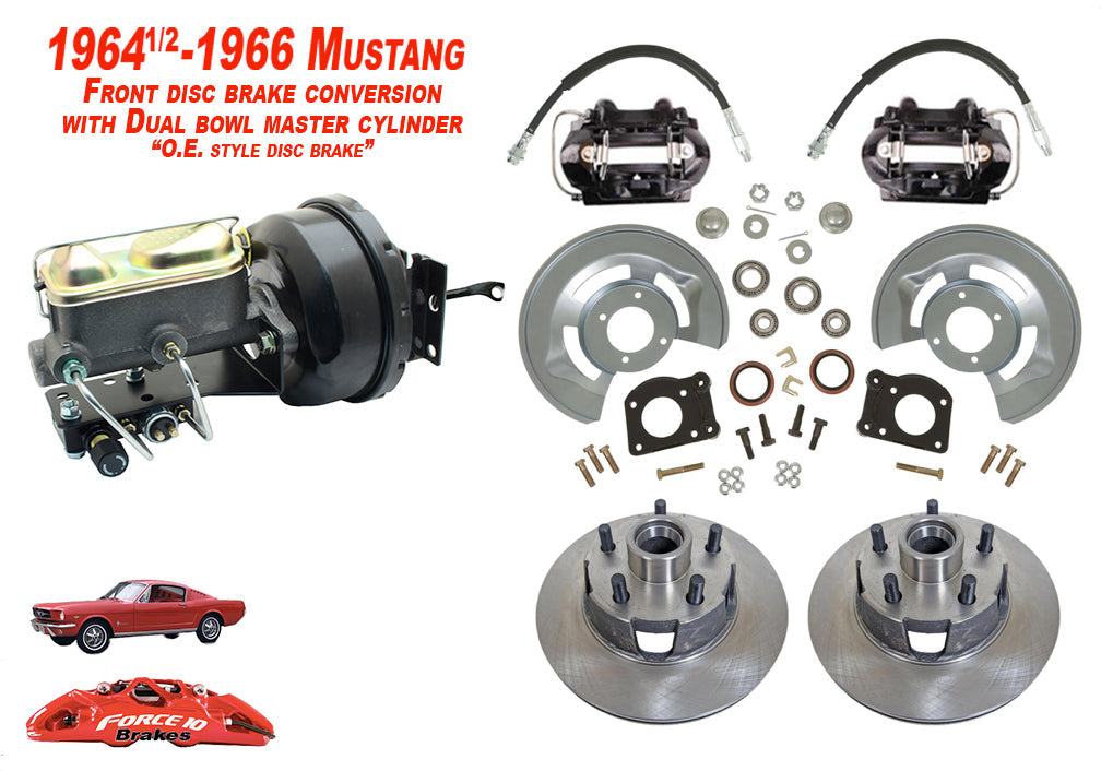 1964-66 Mustang Power Front Disc Brake -11" rotors, Auto Transmission - Force 10 Brakes