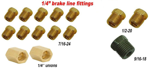 1/4 Brake Line Fitting kits for common steel  fittings + 1/4 brass unions