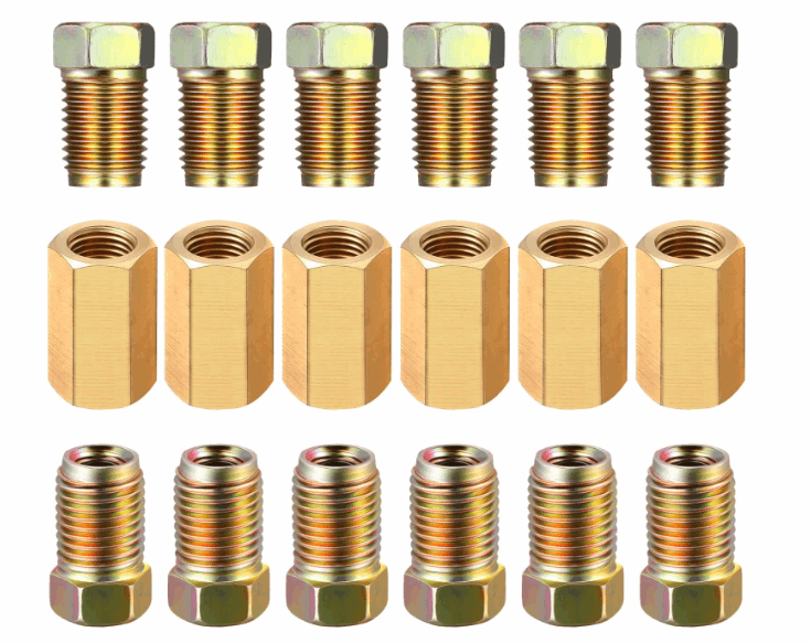 1/4 Brake Line Fittings & brass Union 18 Piece set (7/16-20 Inverted)