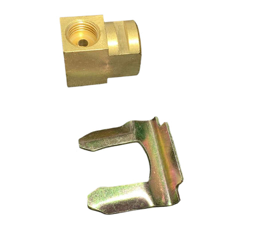 1937-70 GM Rear brake Flex Line Hose Brass Tee 1/4" brake lines w/retaining clip