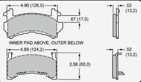 Rear Disc brake Conversion kit pads, D154 semi metallic