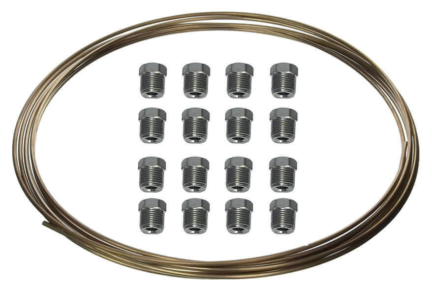 Stainless Brake Line Tube Coil 3/16" 16 ft. & 16 Stainless fittings