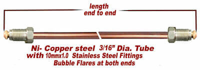3/16" x 10" Ni-Copper brake line -Stainless 10mx1.0 fittings Bubble flare Force 10 Brakes
