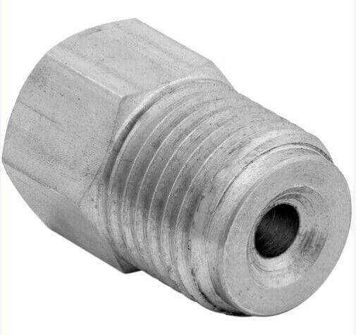 9/16-18 Male x 7/16-24 Female Inverted Flare Master Cylinder Adapter, Stainless
