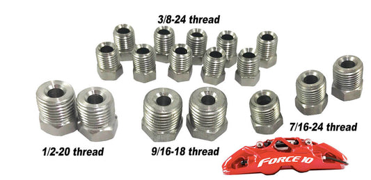 3/16 Brake Line Fitting Kit stainless steel tube nuts, Inverted Flare - Force 10 Brakes