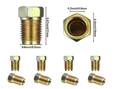 Brake Line Tee, 3/16" Tube, All Ports 3/8"-24 inverted flare (Pack of 3) brass