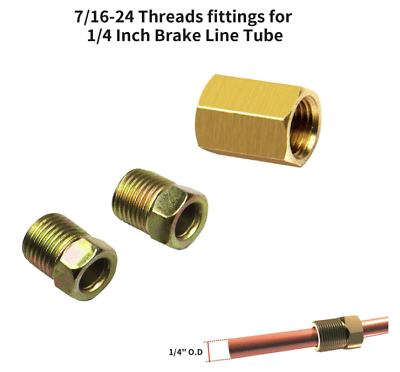 1/4 brake line, 7/16-24 Inverted Flare Fittings & brass Unions, 12 pcs.