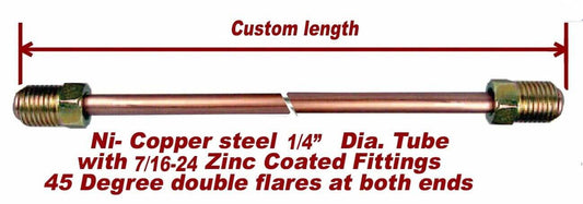 1/4" Brake Line custom length Nickel- Copper 7/16-24 Tube Nuts, inverted flare