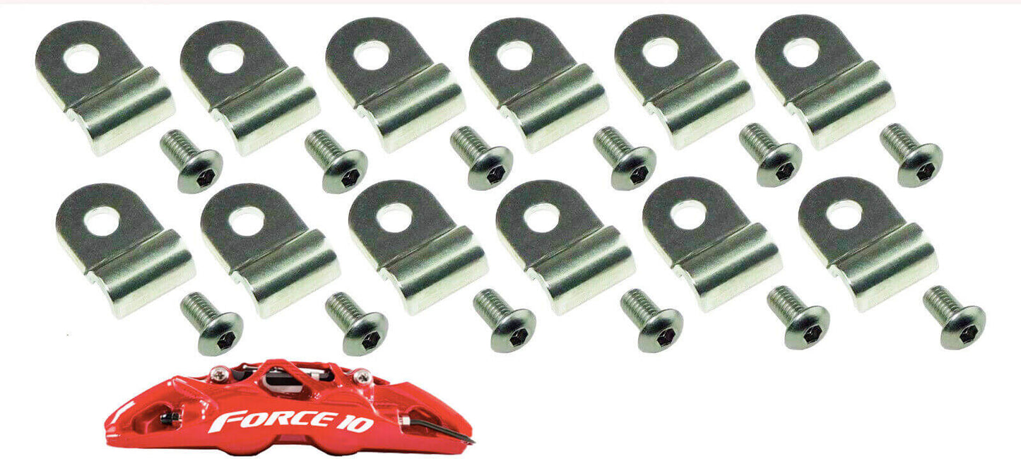 3/16" All Stainless Brake Line 20" 3/8-24 Tube Nuts - Stainless clamp set 24 piece