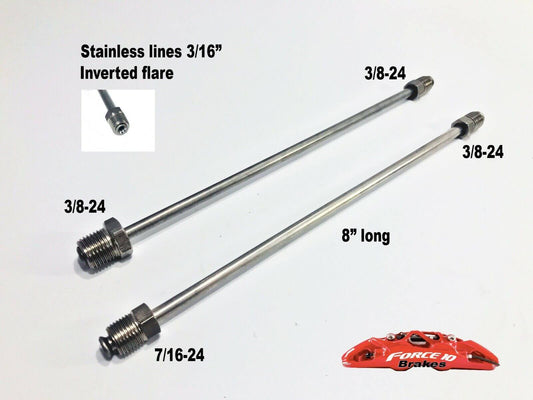 3/16" SS Master cylinder Adapter lines 3/8-24 to 3/8-24 & 3/8-24 to 7/16-24