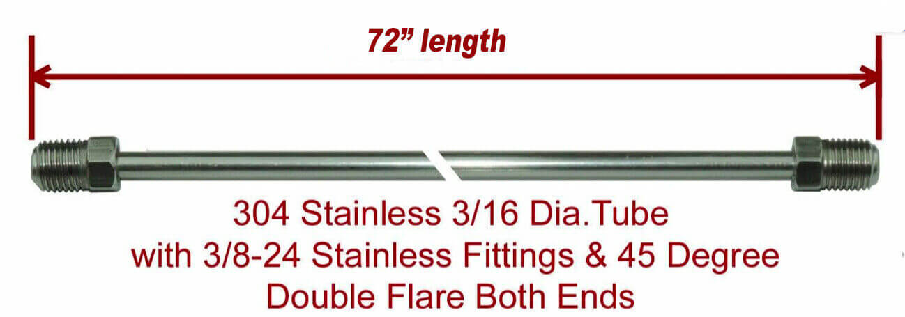3/16" x 72" STAINLESS STEEL Brake Line 3/8-24 Tube Nuts 45 Degree Inverted Flare