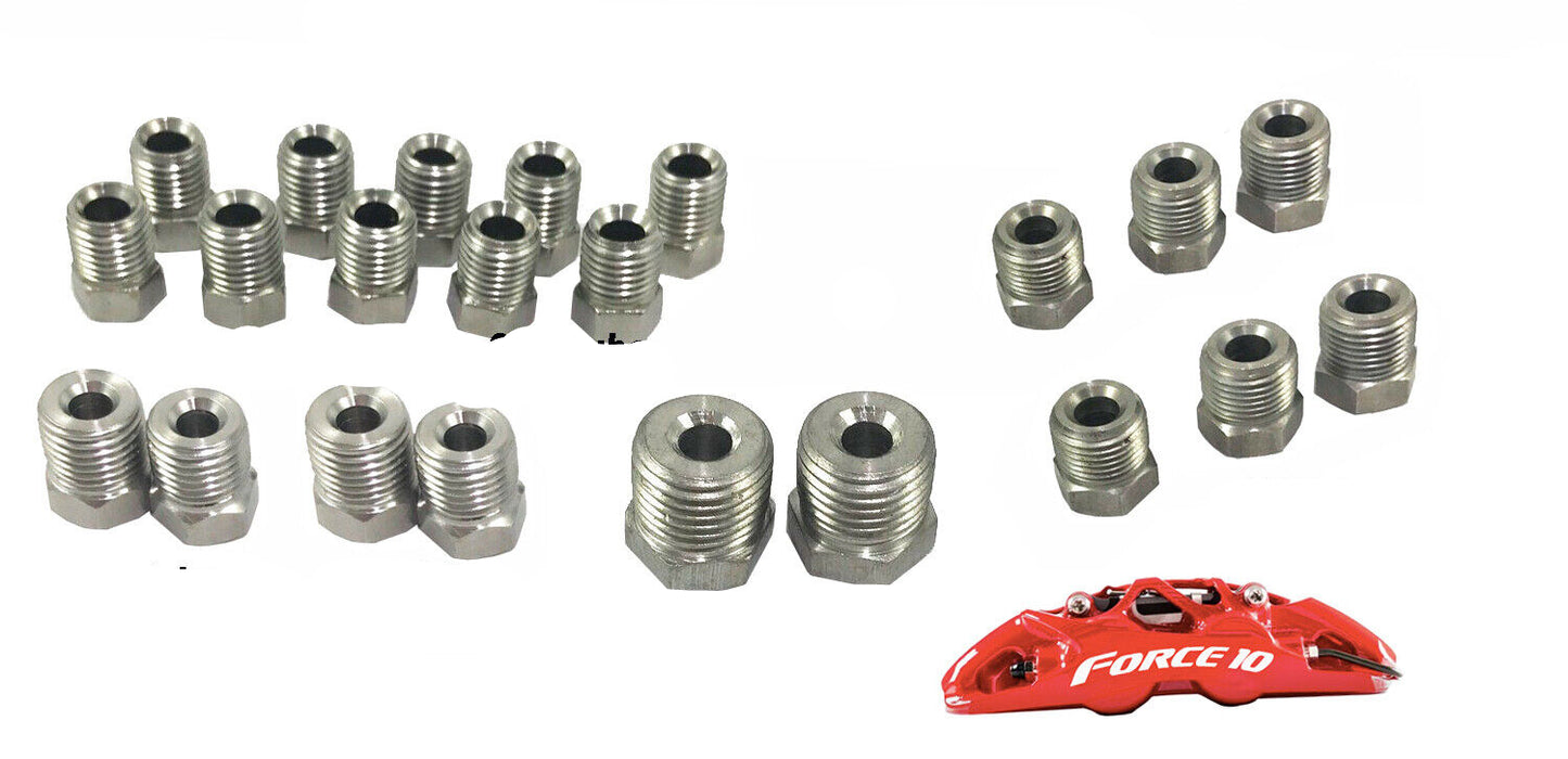 3/16" & 1/4" tube, Inverted Flare Stainless Steel Brake Line Fitting Kit 22 pcs